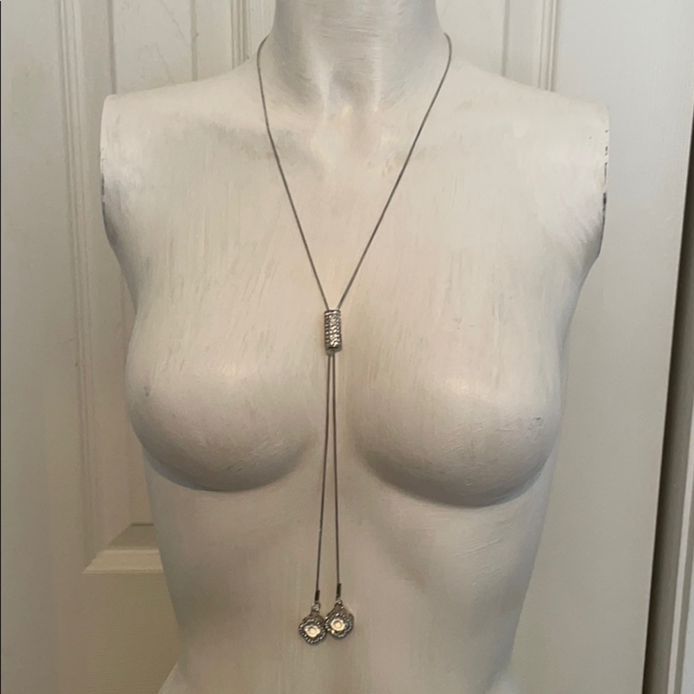 Fashion Necklace in silver tone with rhinestones.